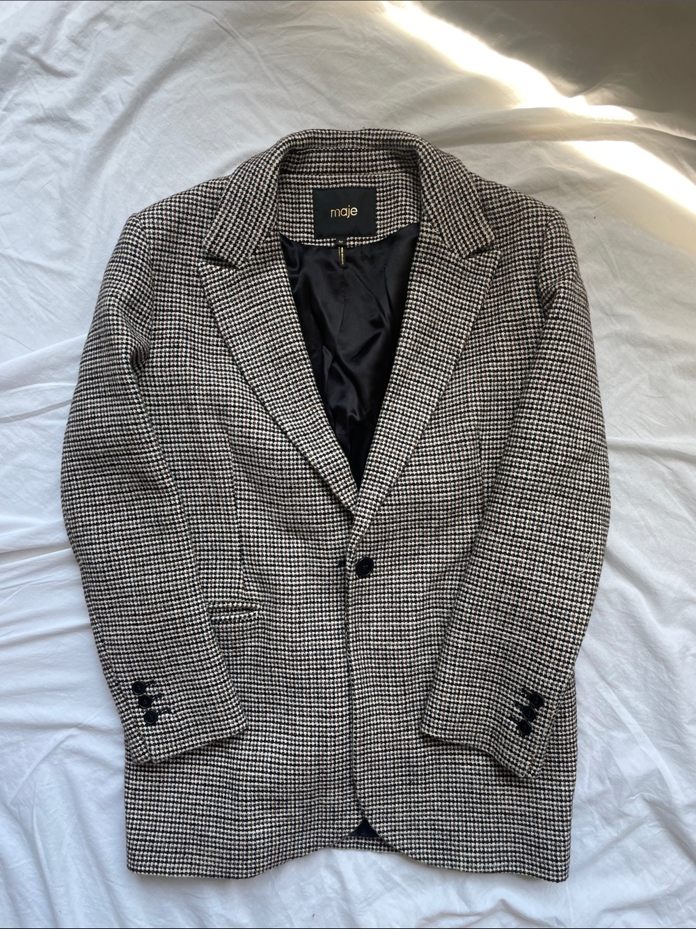 Maje Black Houndstooth Blazer